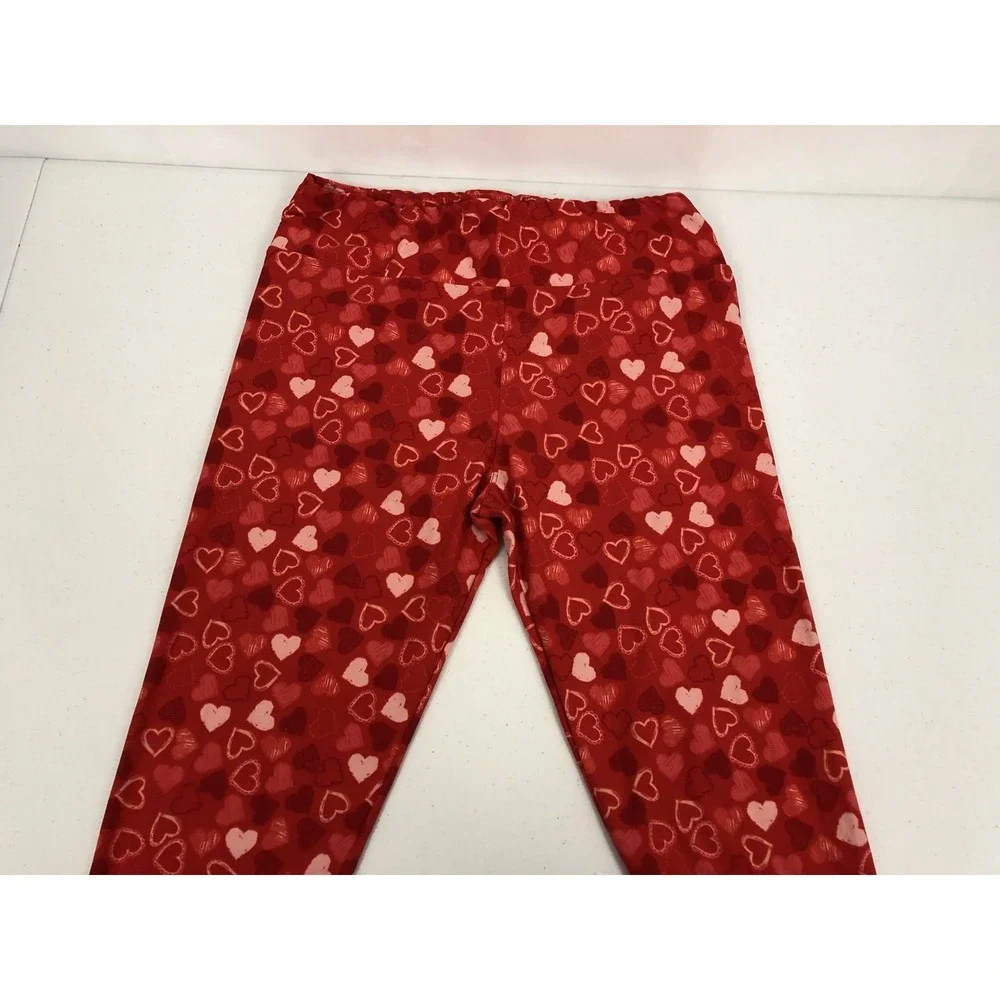 Lularoe TC Leggings Hearts Pattern Rare Unicorn Valentines Day Lightweight EUC